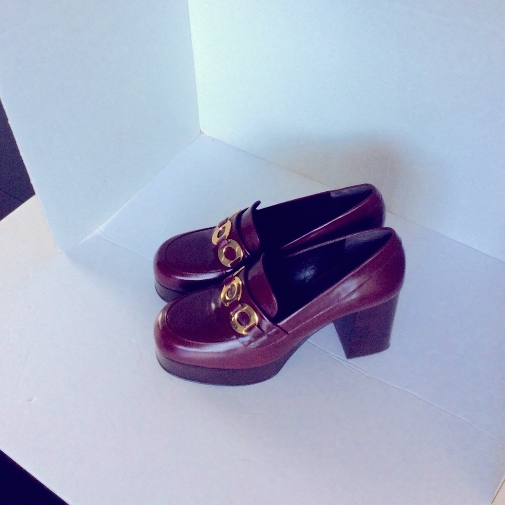 See By Chloe block heel platform loafer heels.